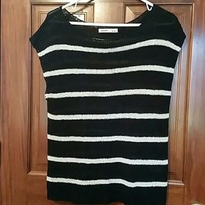 Striped cap sleeve sweater